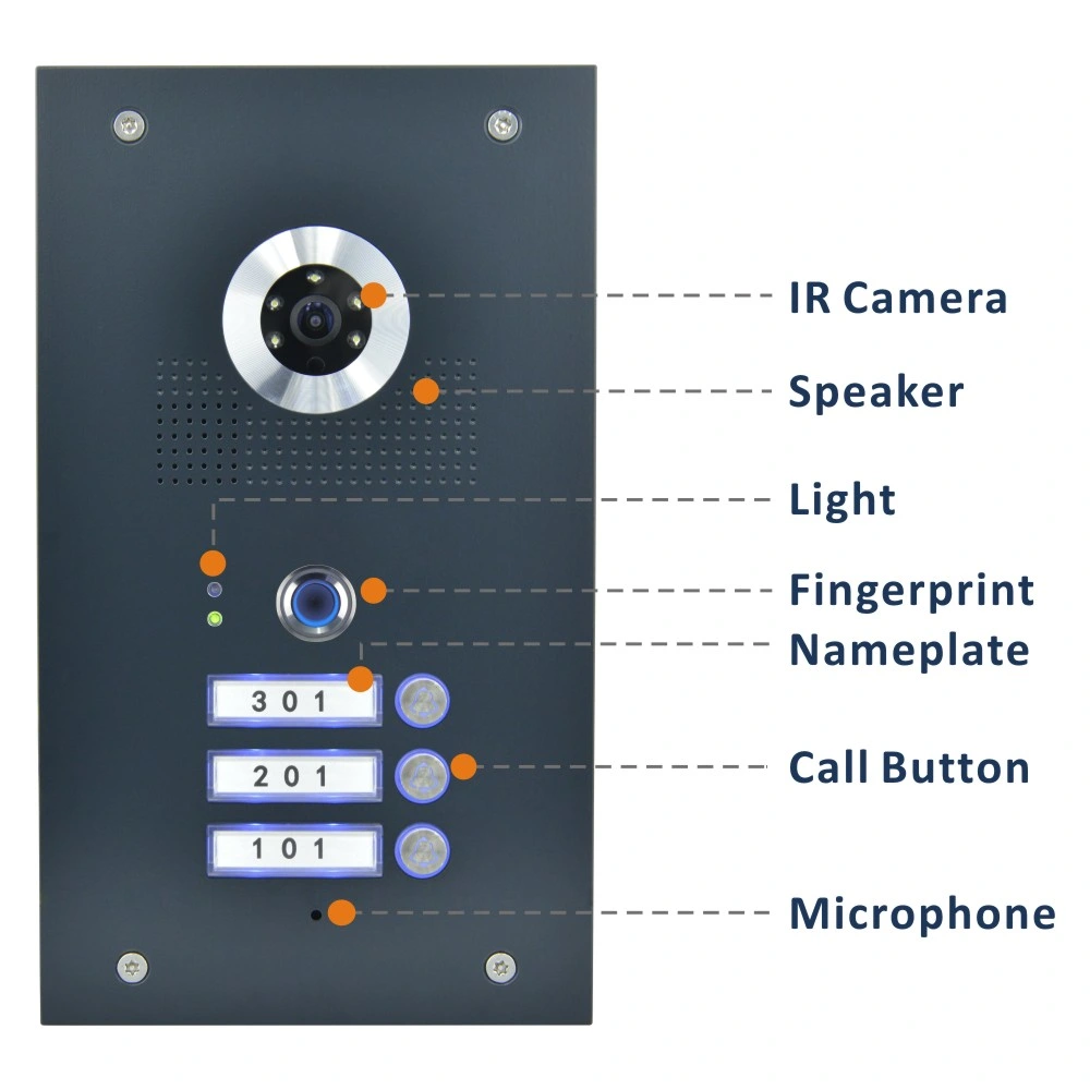 Stainless Steel Fingerprint Access Video Door Phone