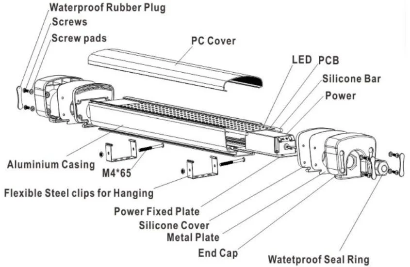 3000K 4000K lampe 6500k la pendaison Batten 300/600/1200/1500mm IP65 Indoor outdoor lighting fixture 20W 30W 40W 50W 60W 80W 100W raccordables Tri-Proof Lumière linéaire à LED