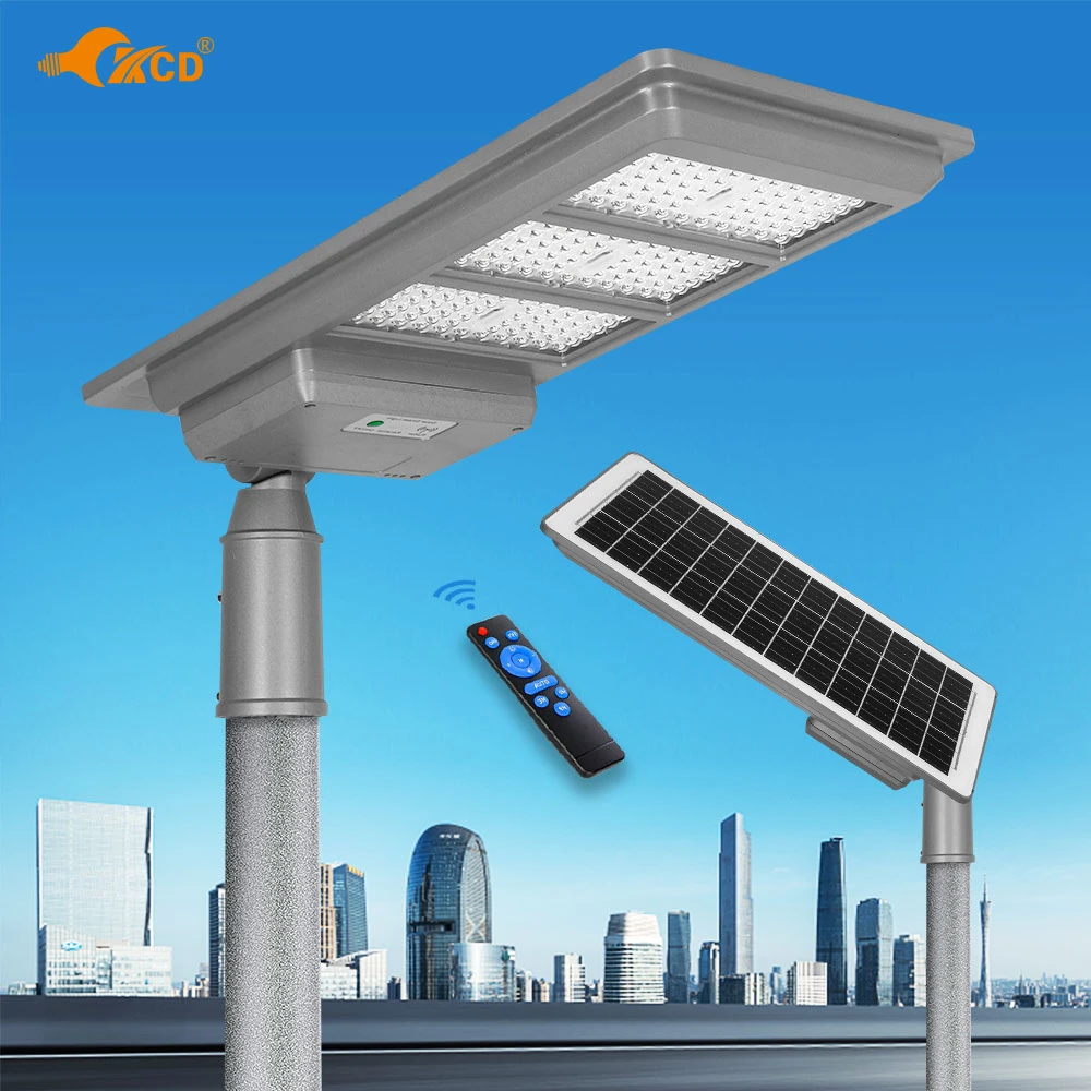 Heavy Duty 16000 Lumen Bifacial farolas solares de exterior de aluminio LED 300W calle la luz solar en una sola