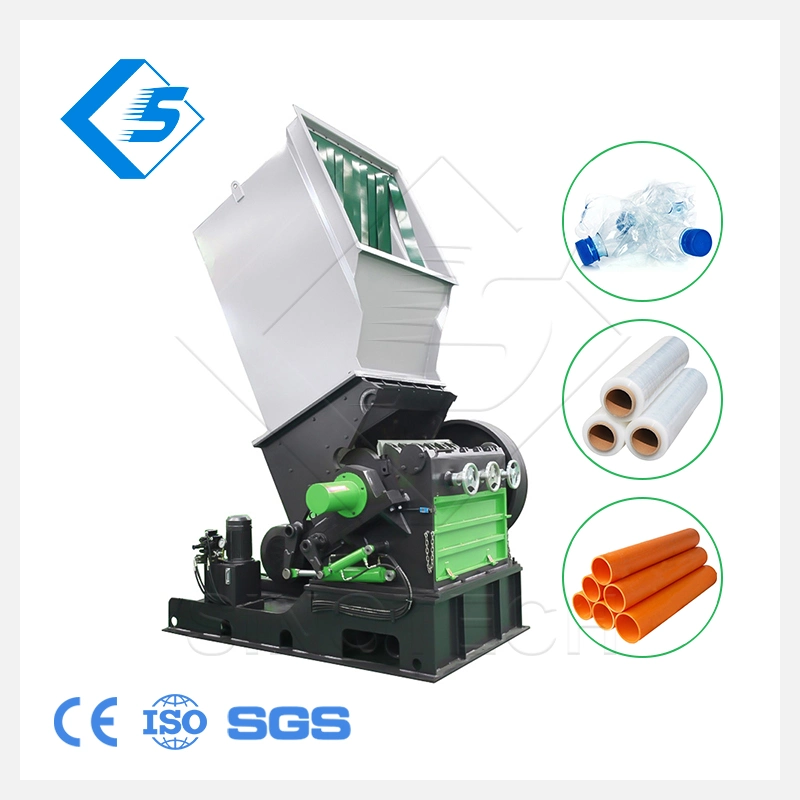 Sino China Strong Force Horizontal Pipe Waste Plastic Crushing Machine Pet PP PVC Plastic Sheet Scrap Crusher