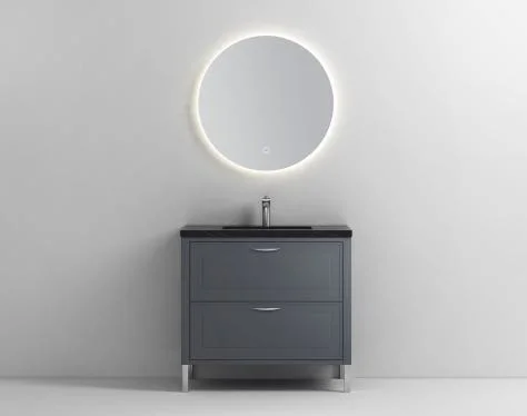 Morden Grey Color Exquisite Exterior Design Bathroom Vanity Cabinet with LED Mirror and Legs