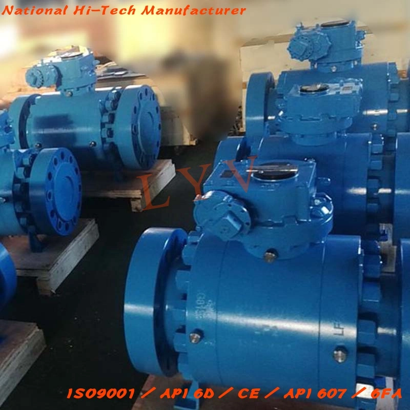 Casted Steel Wcb Flanged Three Piece Trunnion Pipeline Ball Valve