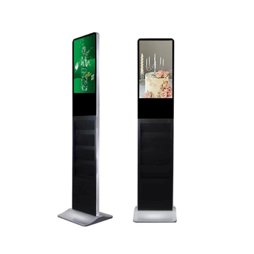 21.5 Inch Floor Stand Digital Signage Magazine Holder Network Advertising LCD Display