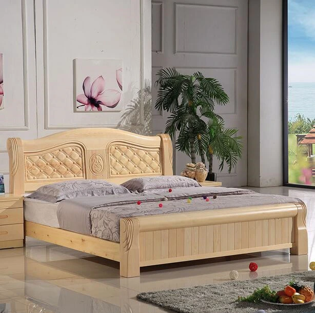 Solid Wooden Bed Modern Double Beds (M-X2234)