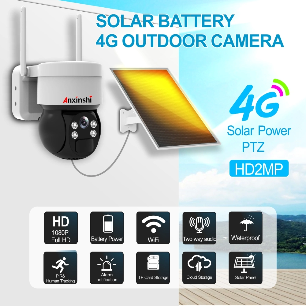 Solar Surveillance Camera Low-Power Battery Wireless WiFi 4G High-Definition 1080P Outdoor PIR Human Detection Wireless Surveillance IP66 Waterproof