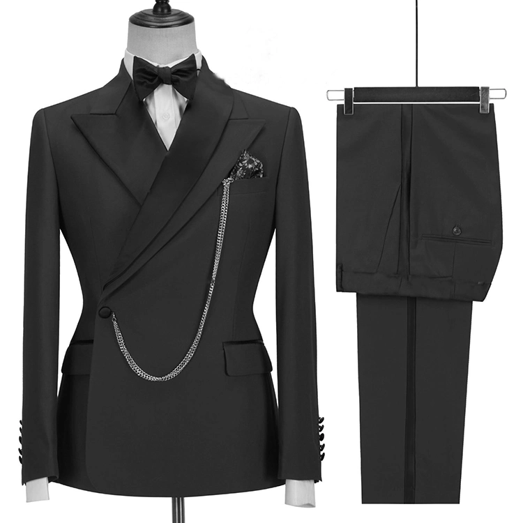 Hombres de botonadura doble formal informal de corte ajustado, ropa de banquete de mejor hombre