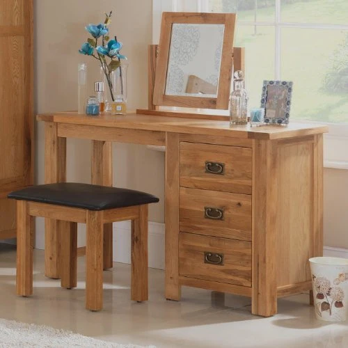 Rustic Oak Dressing Table Set - Furniture