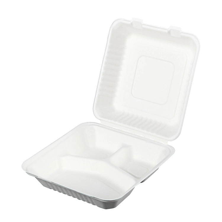 Hot Sale biodégradable de bagasse de canne à sucre écologique benne emporter Boîte à lunch jetable Ustensiles de cuisine vaisselle compostable récipient alimentaire