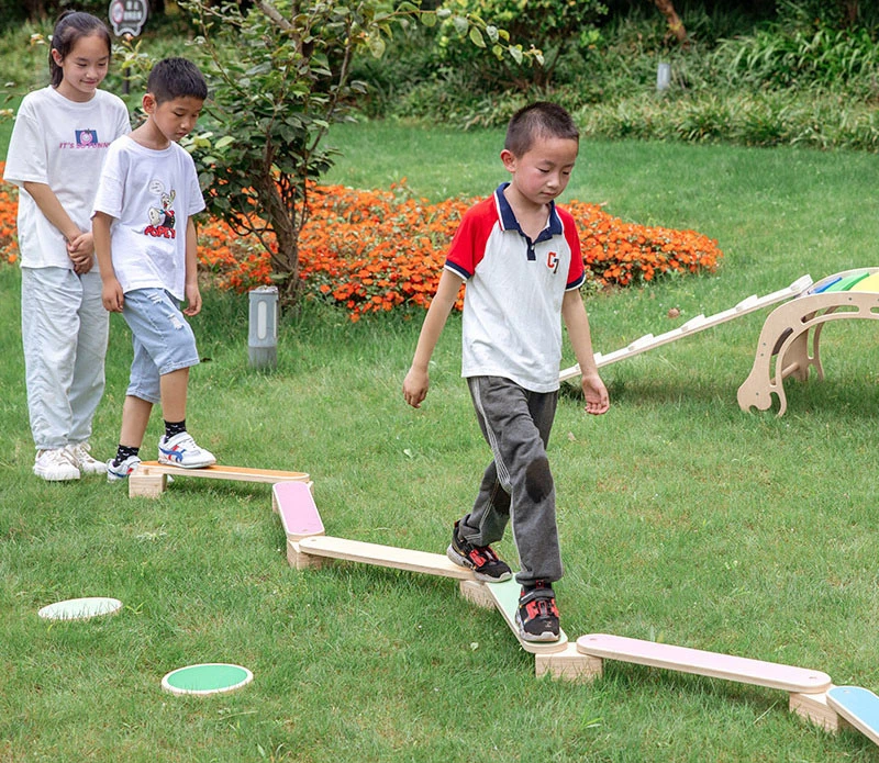 Children&prime; S Wooden Single-Plank Bridge Physical Training Balance Toy