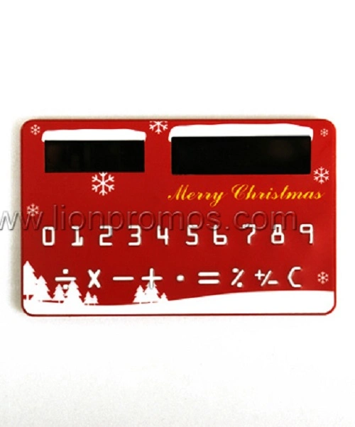 Calculadora de bolso com energia solar em forma de cartão promocional de Natal com 8 dígitos.