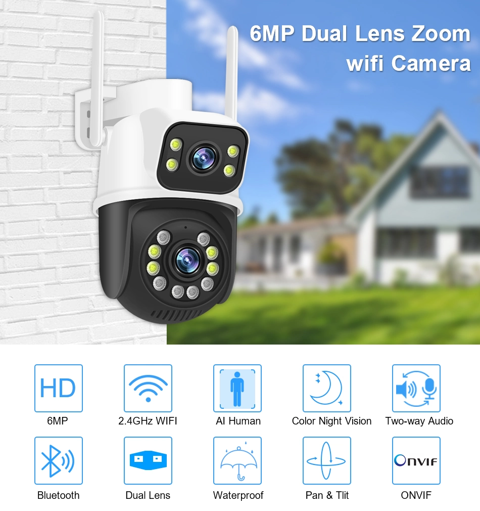 3MP Double Lens Wireless Intelligent Track WiFi PTZ IP Camera