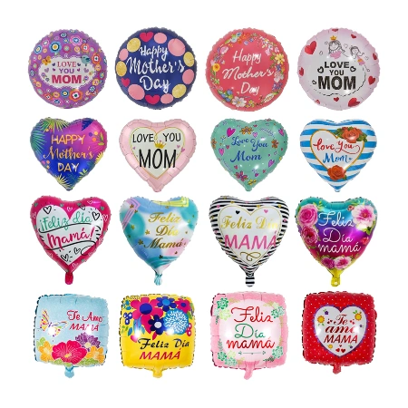 Heart Flower Shape Happy Mother Day Mama Balloon Te Quiero Foil Aluminum Helium Balloons for Mom Mummy Mama Party Decoration