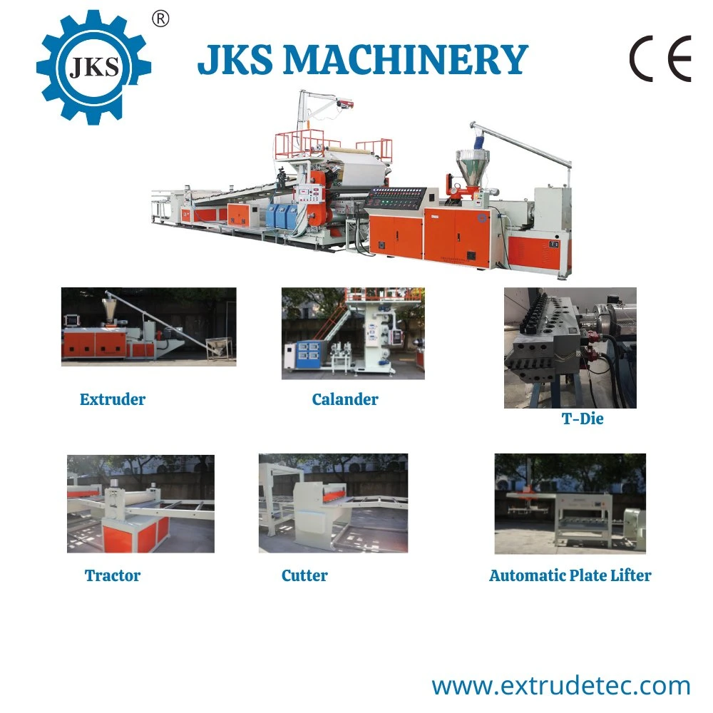 Plastic PC PE Pet PMMA Rigid Film Roof Solid Laminate Warning Cablettile Sheet Extrusion Production Line Making Machine