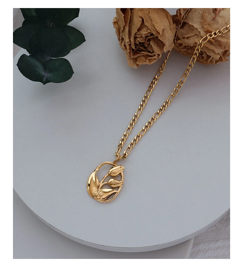 Trendy Fashion Jewelry Women Accessories Stainless Steel Tulip Flower Pendant Necklace for Women Minimalist Ins Pendants Necklace Jewelry