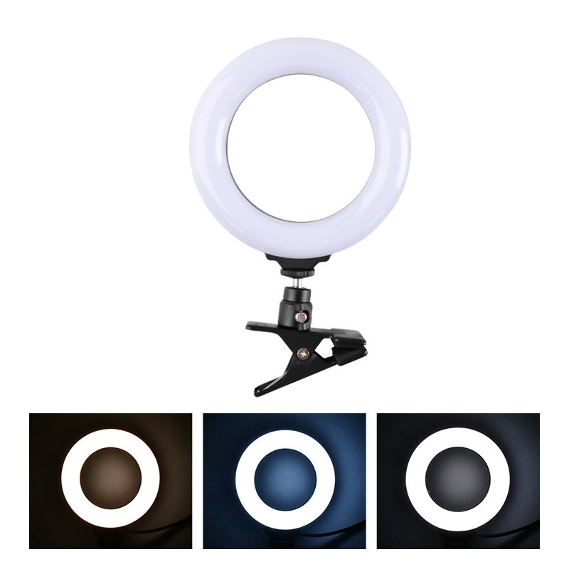 Brightenlux 180 Degrés de rotation de 6 pouces LED réglable vidéo auto 3 Modes de prise de vue l'anneau de lumière avec clip plus épais