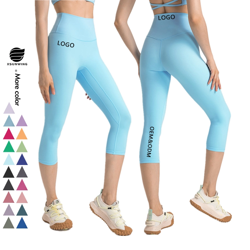 Xsunwing Hot Sale Damen Hohe Taille Strumpfhose Ohne Vordernaht Yoga Hosen Leggings mit Taschen Gym Wear Sportswear