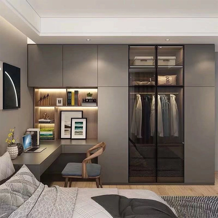 Chinese Factory Wooden Wardrobes Cabinets Furniture Design Modern Bedroom Wardrobe Set with Dressing Table