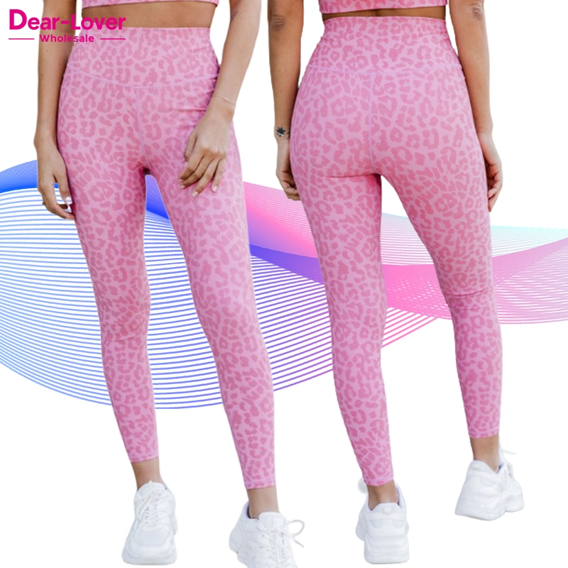 Dear-Lover High Quality Fitness Yoga Wear Pink Leopard Print High Waist Gym Wear Seamless Leggings