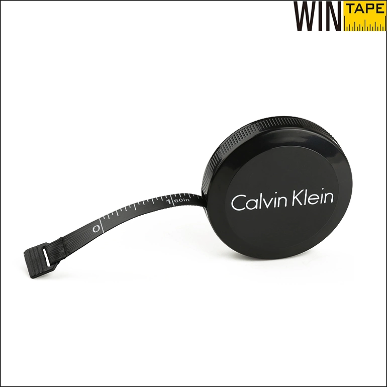 Cool Design Retractable Round Elastic Plastic Promotional Item Black Measuring Tape (RT-138)