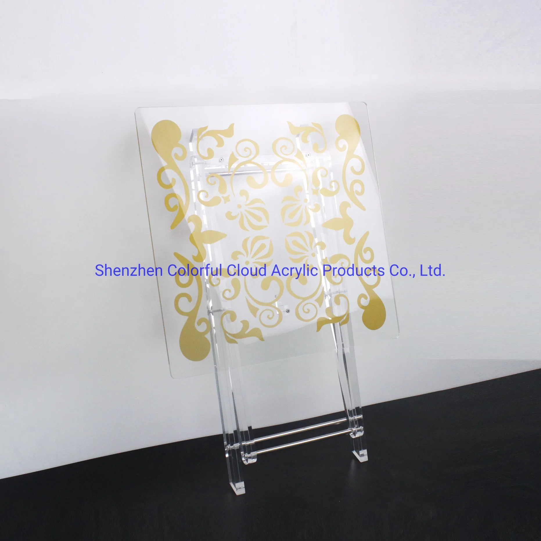 Creative Gold Pattern Shape Customizable Acrylic Foldable Coffee Table