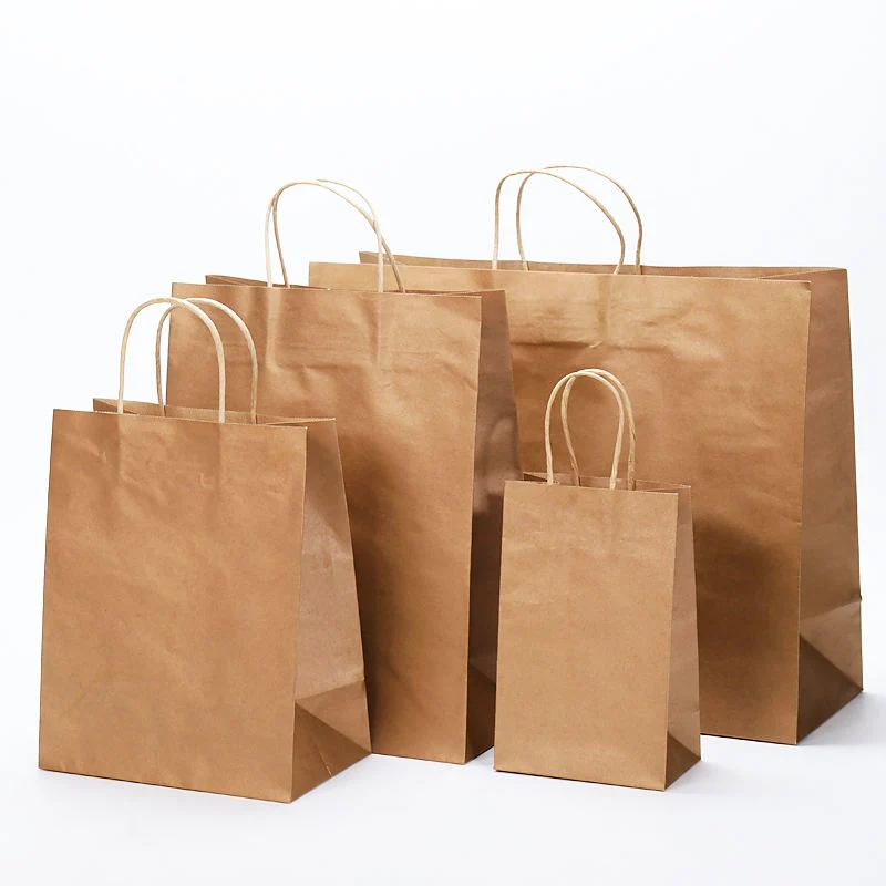 Bolsa de papel Kraft ropa personalizada Bolso de compras bolsa de regalo Catering Takeout la impresión de logotipo de la bolsa de papel de embalaje