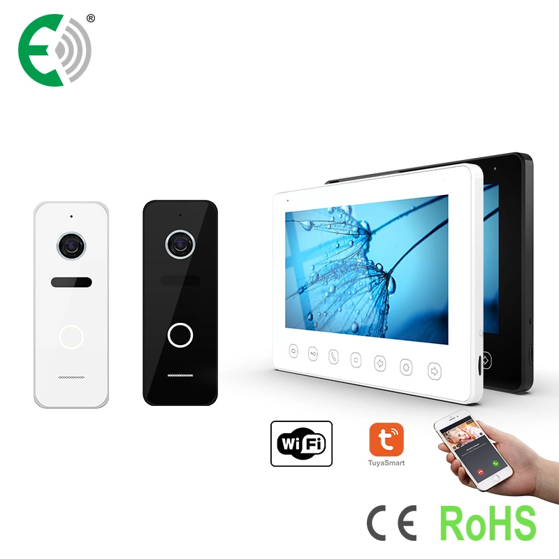 4-Wire HD 7 Inches Smart Intercom Video Doorphone Kit with Touch Buttons