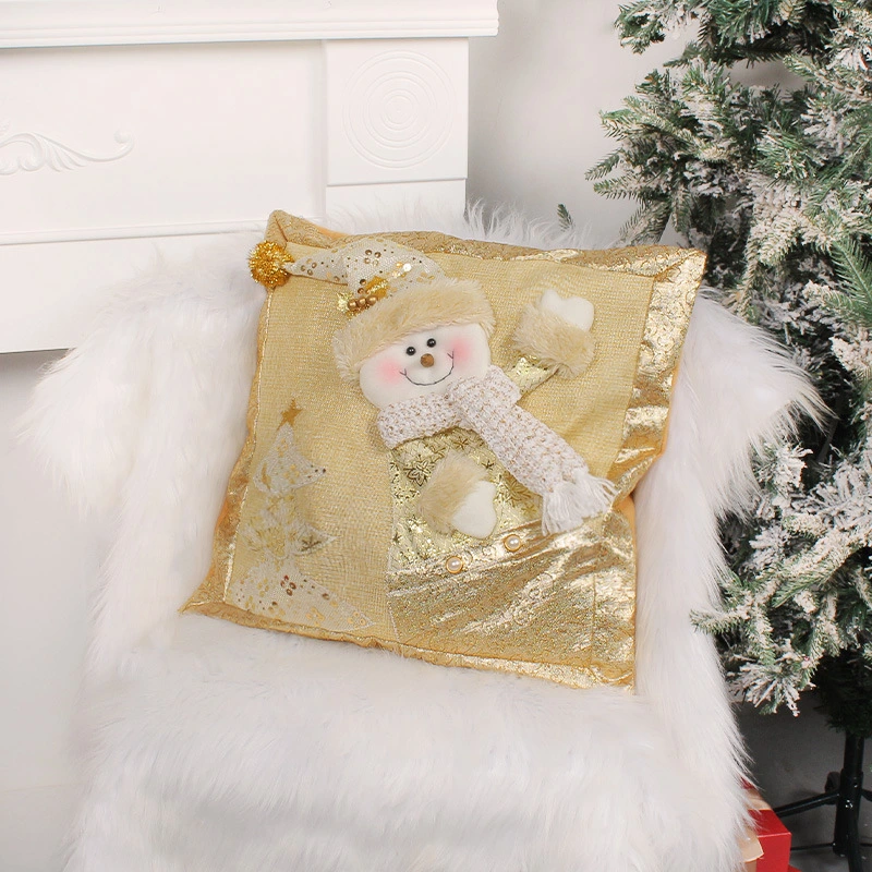 Santa Snowman Pillowcase Home Golden Christmas Pillow Sofa Pillow Cushion Gift