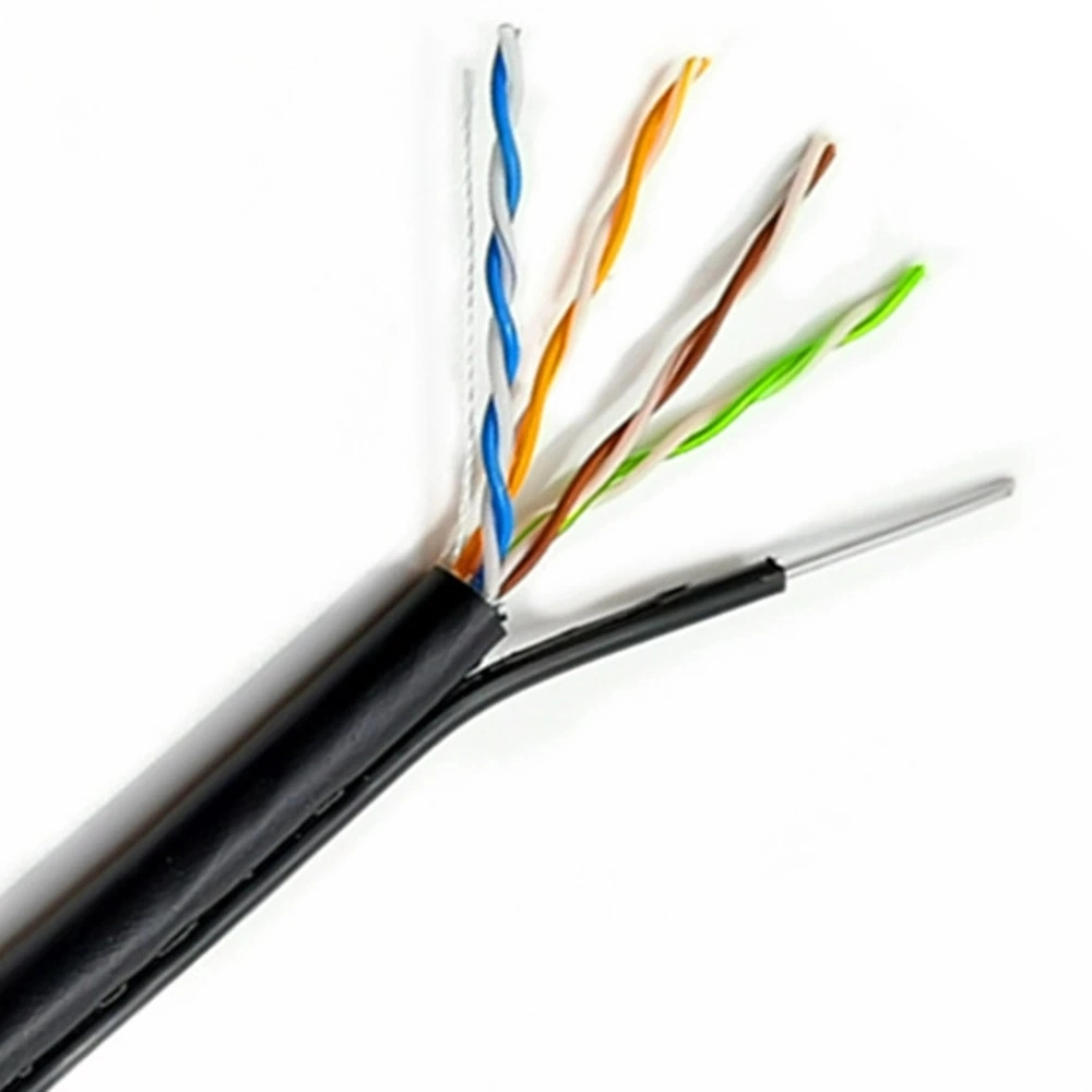 Outdoor Data Cable UTP/FTP Cat5e Cable with Messenger Network Cable Water Proof UV Resistant Outdoor Cable