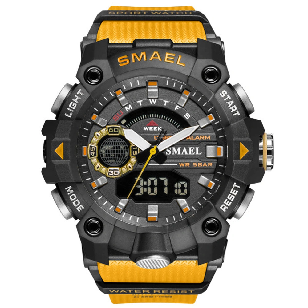 Exterior de color caqui ver hombres multifunción de la Electronic Sports Watch Reloj alarma luminosa pantalla doble