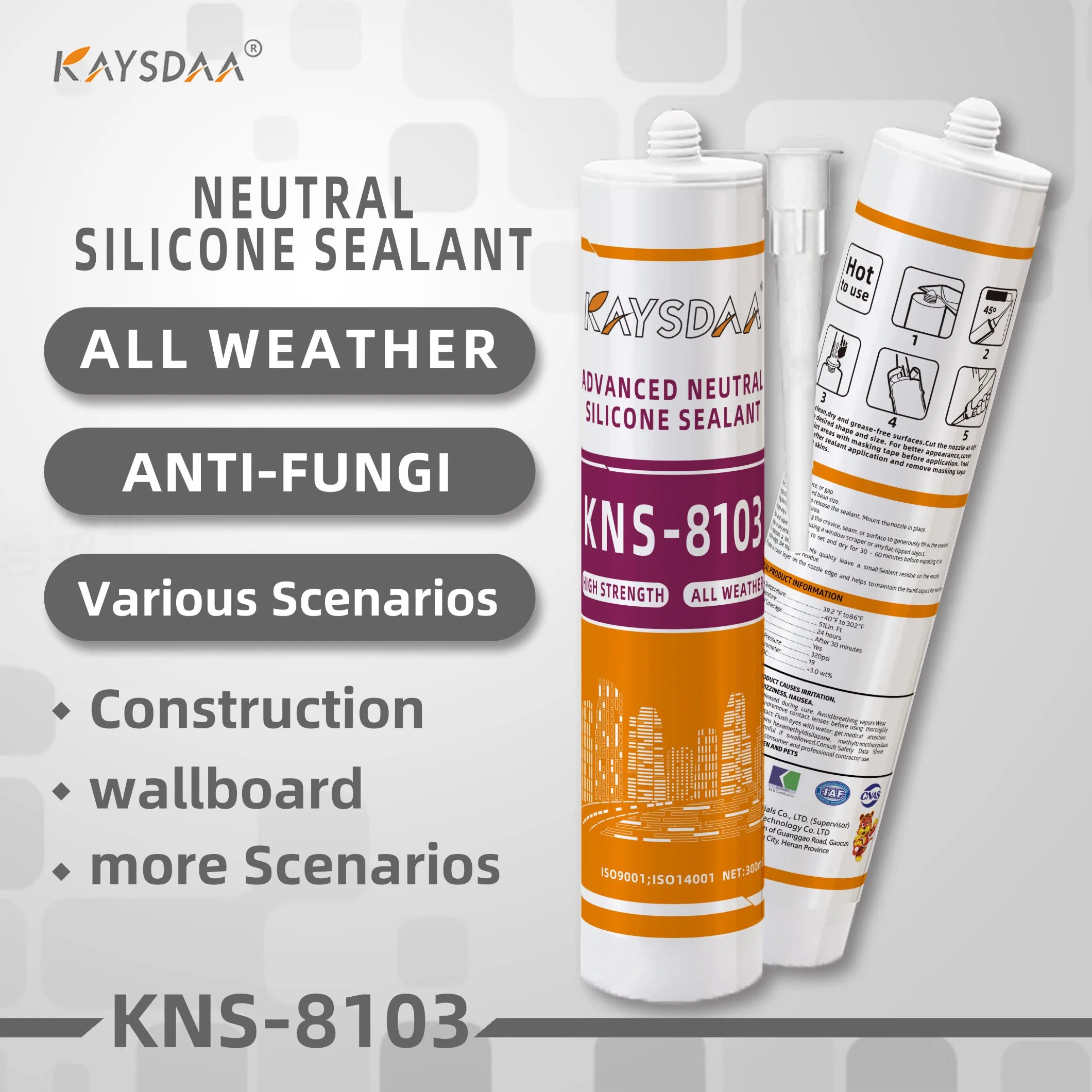 Kns-8103 Neutral Silicone Sealant and Adhesive with Structural Bonding