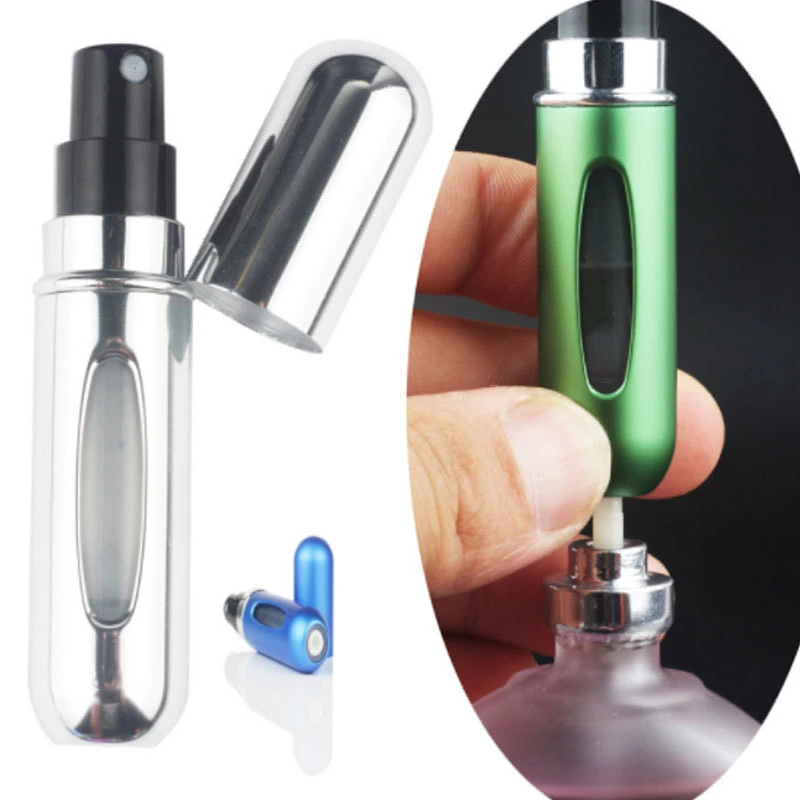 Basic Customization 5ml Small Matte Black Aluminum Metal Fragrance Atomizer Travel Portable Spray Perfume Bottle