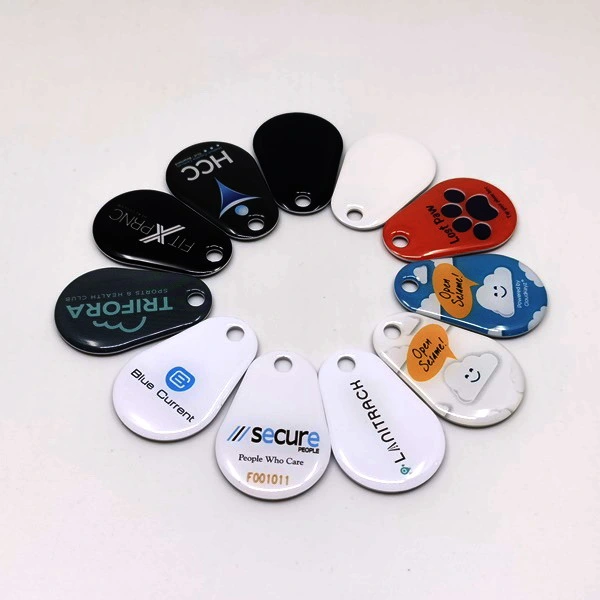 Porte-clés en PVC époxy NFC pour impression CMJN étanche 13,56 MHz Porte-clés RFID NFC circulaire Crystal