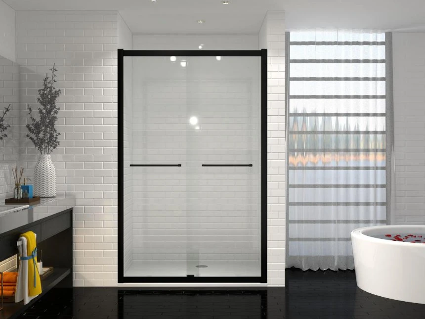 Factory Price Shower Door 2 Panels Tempered Glass with Frame