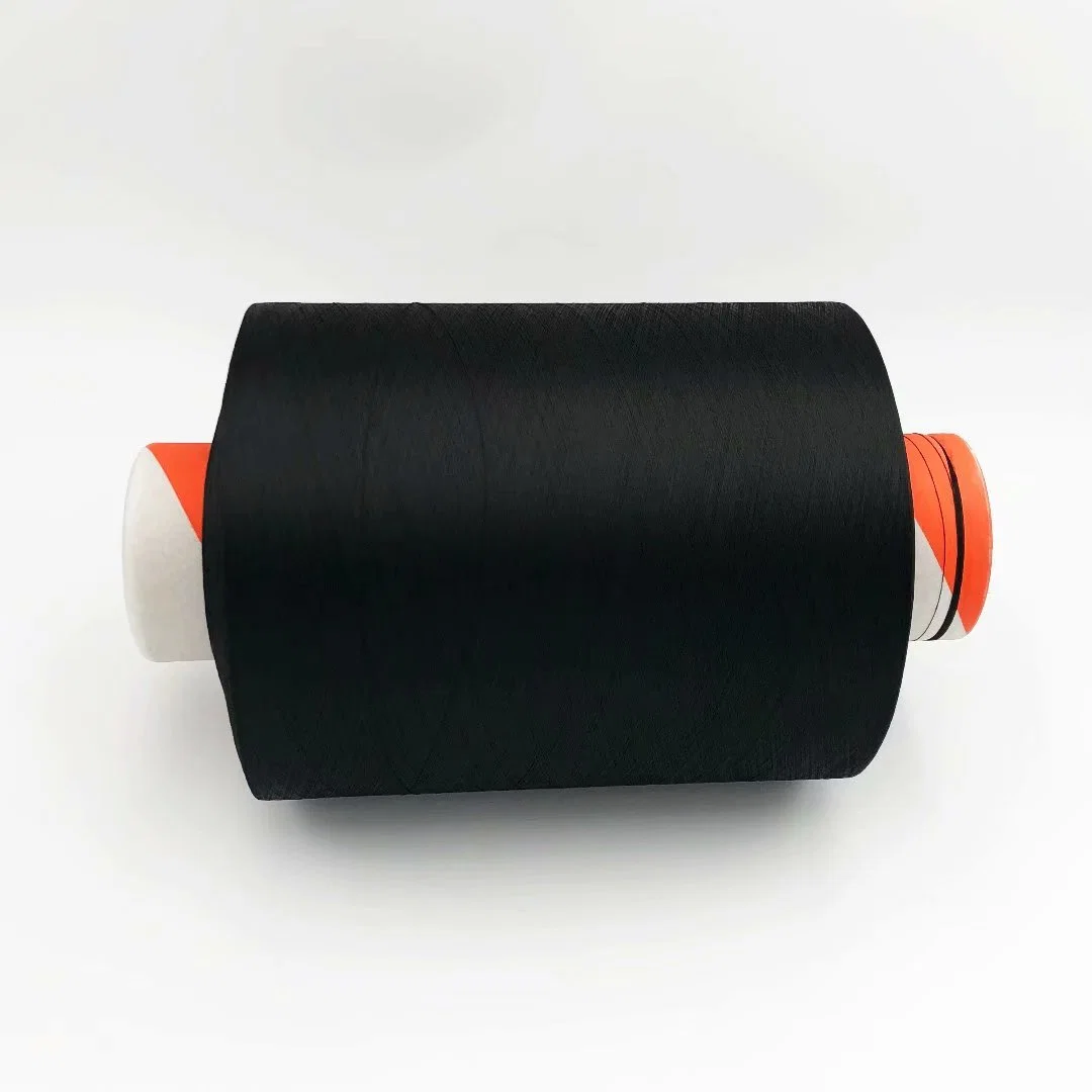 50/108 Polyester Drop Dyed Yarn with Standard Black Color