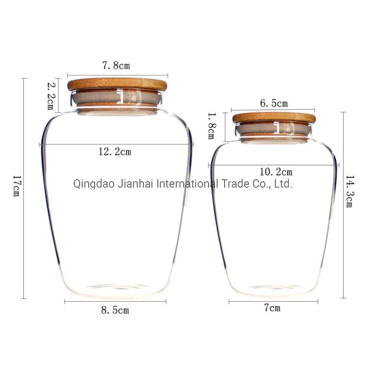 Factory Wholesale/Supplier Glass Storage Tank Bamboo Cover Sealed Pot /Glass Container