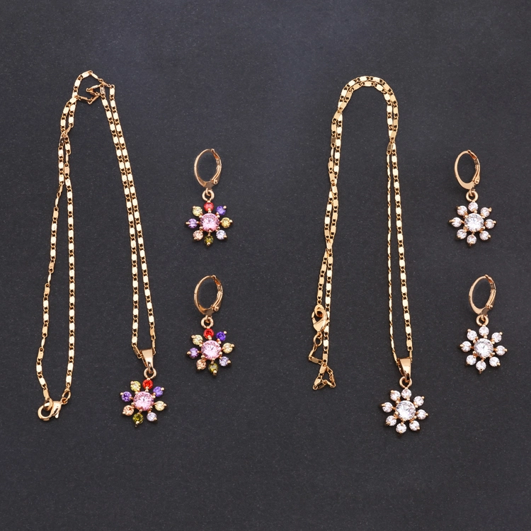 Costume Wholesale/Supplier Fashion Imitation Gold Silver Stainless Steel Charm Jewelry with Earring Set Necklace Pendant