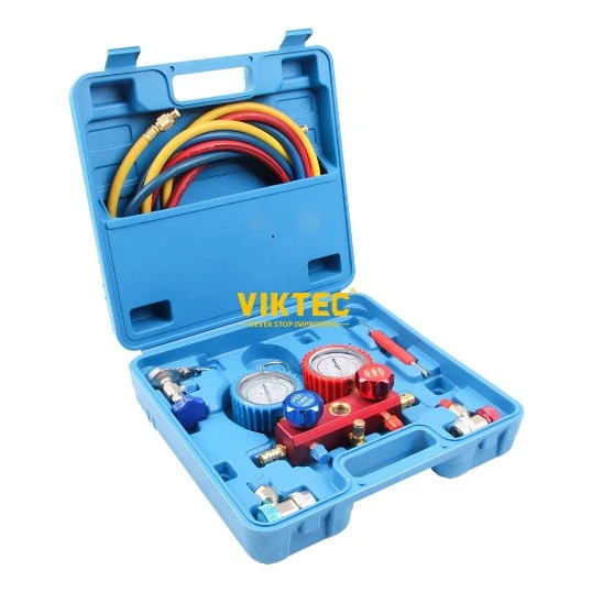 Viktec Conjunto de Manômetro de Coletor Kit de Ferramentas de Diagnóstico A/C R22 R134A R410A Latão de Refrigeração Ferramenta Automotiva.