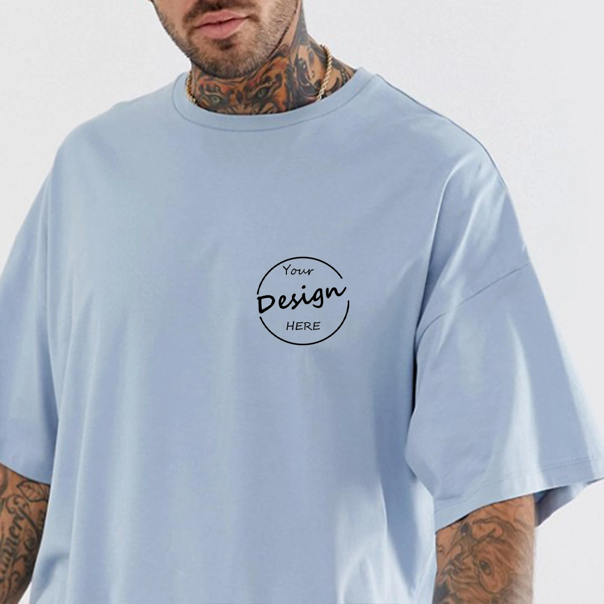 Camisola de algodão de alta qualidade OEM de grossista personalizado de 250 g de algodão pesado T-shirt em branco Plain Lain para homem de grandes dimensões