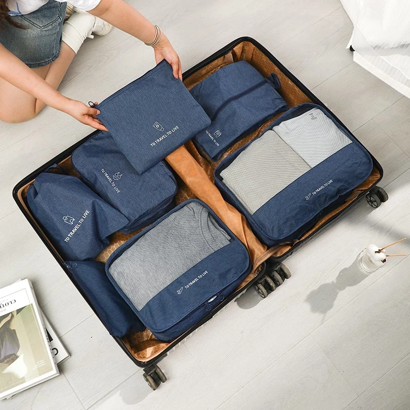 7pcs/Set Embalaje cubos equipaje Conjuntos impermeable de viaje Organizador Bolsa Para Suitcase