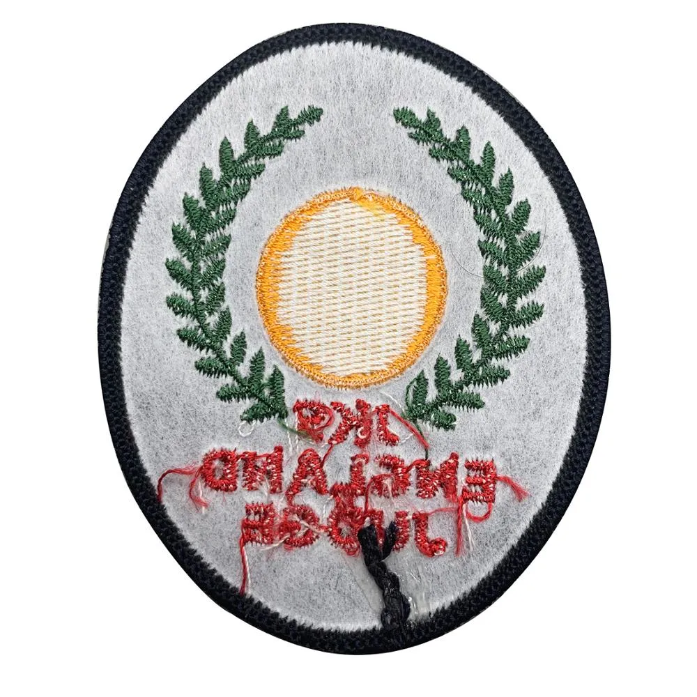 Venda por grosso de vestuário de tecido de patch de marca personalizada com seu próprio logotipo emblema