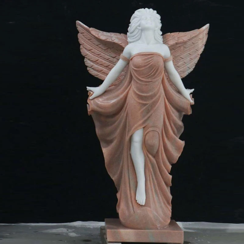 Memorial Angel Sculpture Natural White Marble Angel Head Stone for Cemetery Decoration