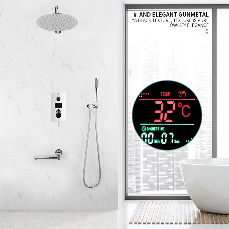 New Design Technology Smart Digital Display Matt Black Functions Shower Set with Handheld Shower