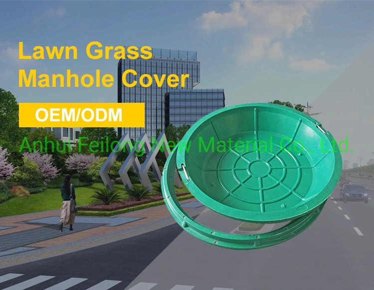 Square Composite Plastic Green Recessed Grass Lawn Manhole Cover with Frame for Tree Lawn Belt