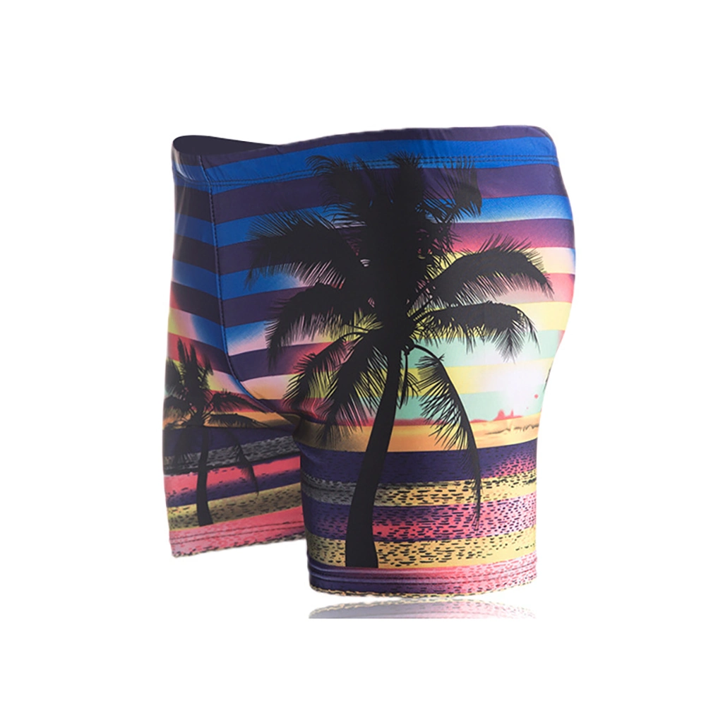 New Men&prime; S Casual Boxer Swimming Trunks Fashion Quick-Drying Coconut Tree Digital Printing Swimming Sports Short Swimming Trunks Pants