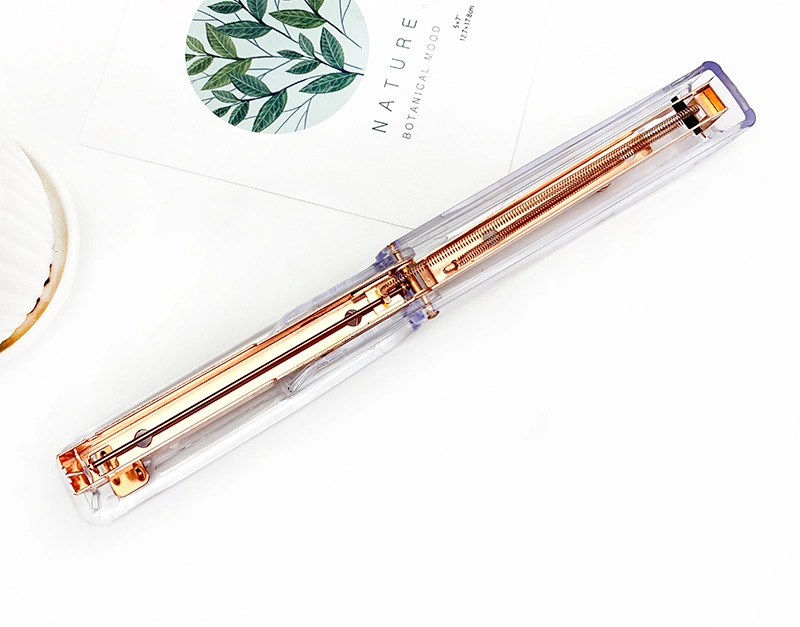 Transparent Rose Gold Fashion Office Student Customized Logo Stapler Binding Machine