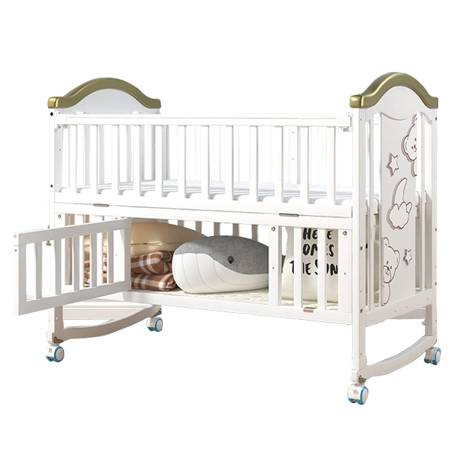 سرير أطفال متعدد الوظائف وسرير أطفال خشبي للأطفال مع مصبوبات للأطفال سرير للأطفال