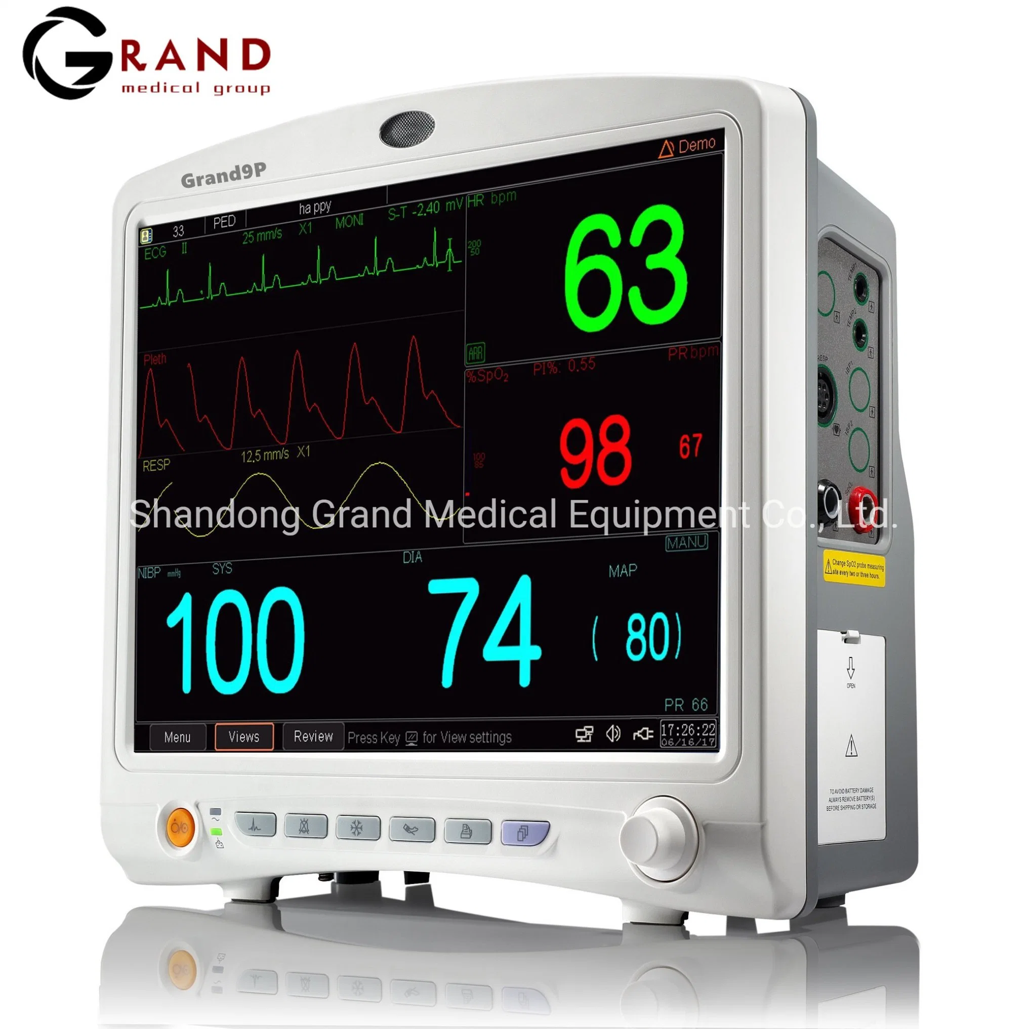 15 Inch TFT Display LED Backlight Portable Hospital High Resolution Medical Sergical Vital Signs Multi Parameter Vital Signs Patient Monitor Modular Monitor