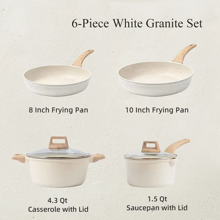 Granito branco Nonstick tachos e utensílios de cozinha Conjunto de panelas definido