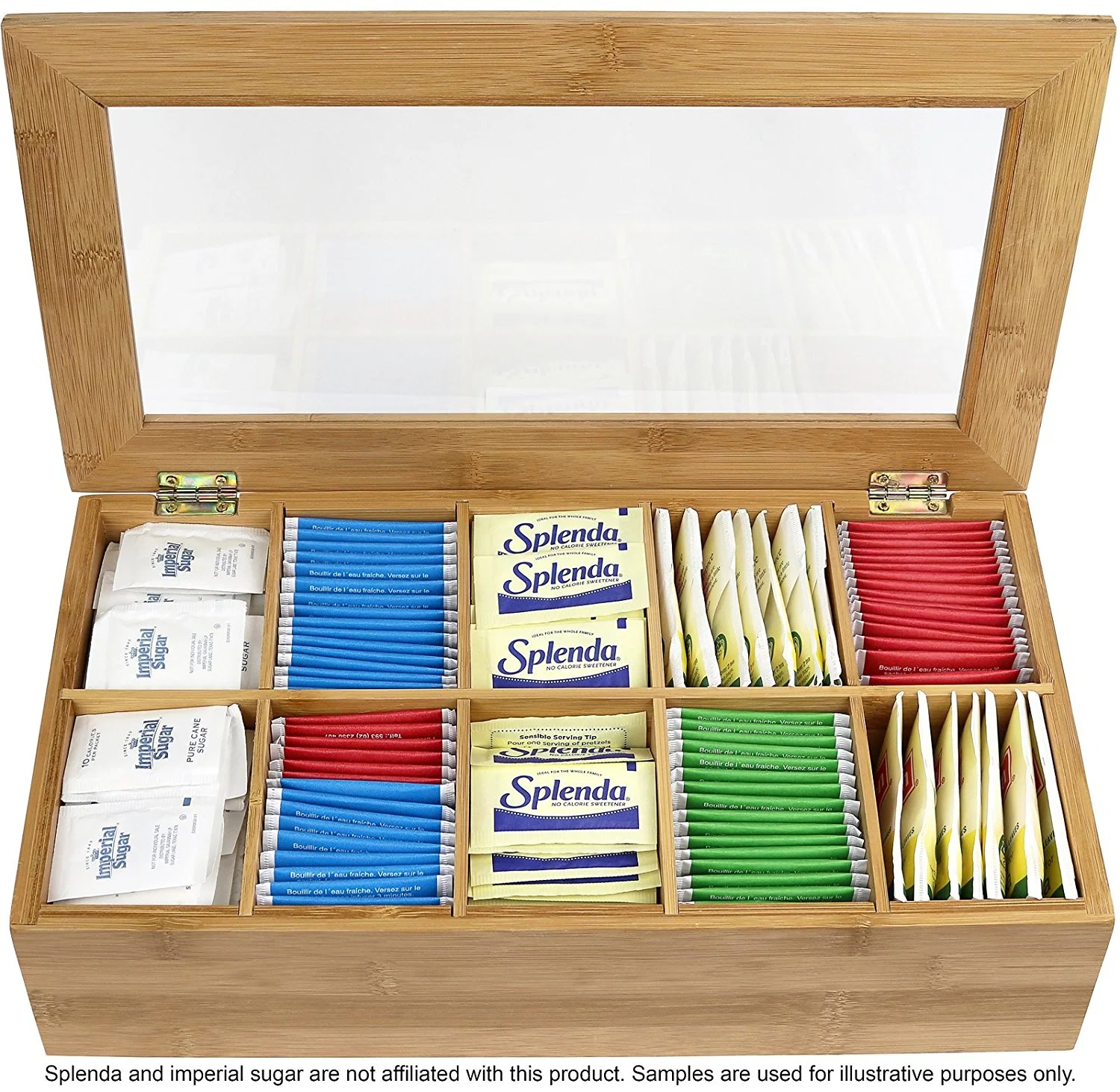 Premium Bambus Teebeutel Aufbewahrungsbox mit 10 Fächern für Küchenschränke