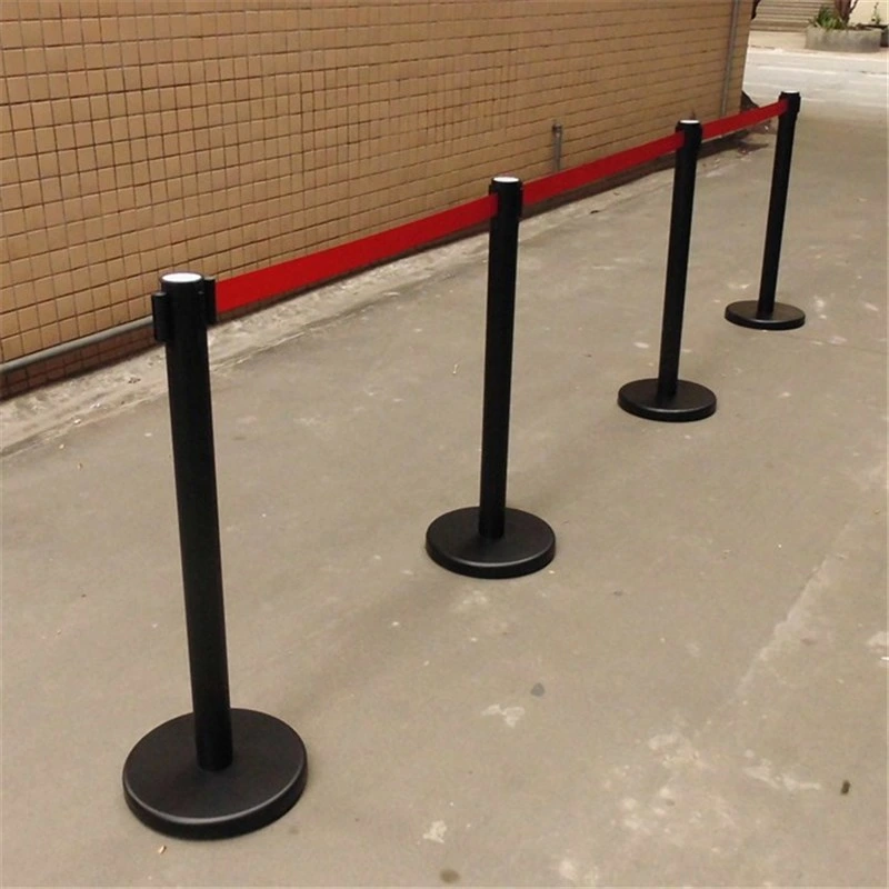 Matt Surface Finishing Metal Stanchion with 2m Retractable Nylon Belt Barrier